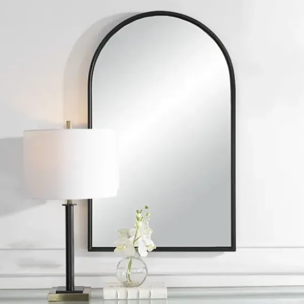Decorative Mirrors-Kirkland's Home Black Metal Arch Frame Wall Mirror