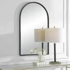 Decorative Mirrors-Kirkland's Home Black Metal Arch Frame Wall Mirror