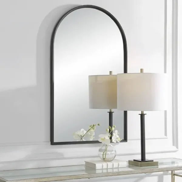Decorative Mirrors-Kirkland's Home Black Metal Arch Frame Wall Mirror