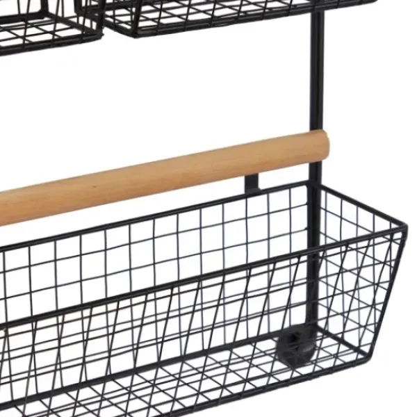 Wall Storage-Kirkland's Home Black Metal 4-Basket Wall Shelf