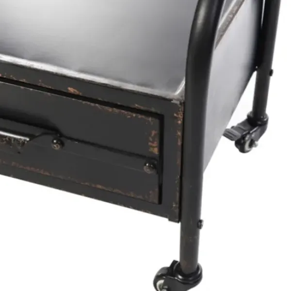 Full Length & Floor Mirrors-Kirkland's Home Black Metal Cheval Frame Mirror With Drawer