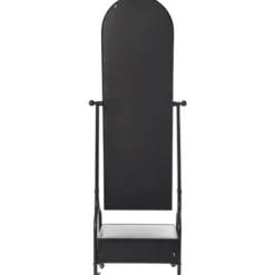 Full Length & Floor Mirrors-Kirkland's Home Black Metal Cheval Frame Mirror With Drawer