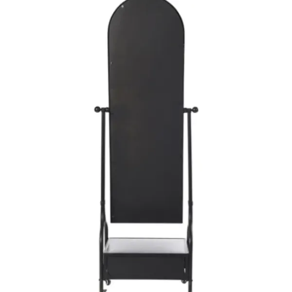 Full Length & Floor Mirrors-Kirkland's Home Black Metal Cheval Frame Mirror With Drawer
