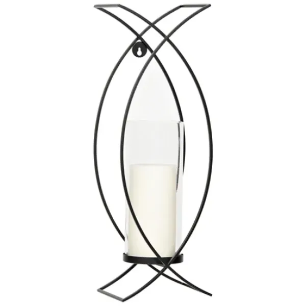Sconces-Kirkland's Home Black Metal Crisscross Sconces, Set Of 2