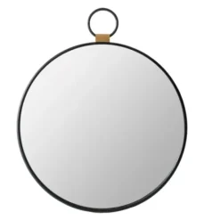 Decorative Mirrors-Kirkland's Home Black Metal Frame Round Loop Wall Mirror