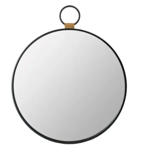 Decorative Mirrors-Kirkland's Home Black Metal Frame Round Loop Wall Mirror