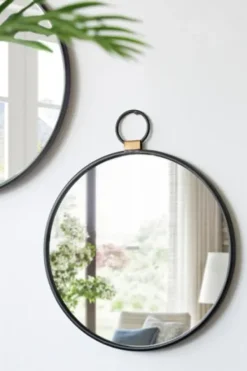 Decorative Mirrors-Kirkland's Home Black Metal Frame Round Loop Wall Mirror