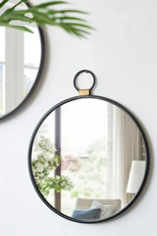 Decorative Mirrors-Kirkland's Home Black Metal Frame Round Loop Wall Mirror