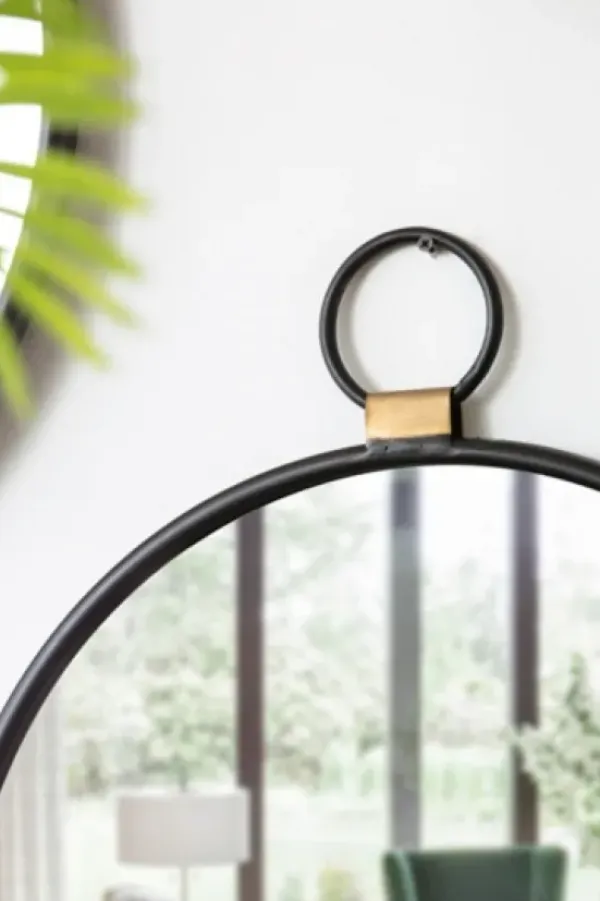 Decorative Mirrors-Kirkland's Home Black Metal Frame Round Loop Wall Mirror