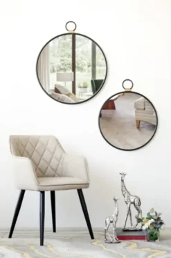 Decorative Mirrors-Kirkland's Home Black Metal Frame Round Loop Wall Mirror
