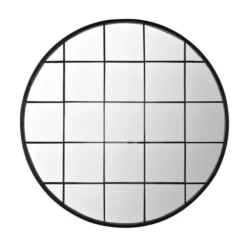 Decorative Mirrors-Kirkland's Home Black Metal Grid Frame Round Wall Mirror