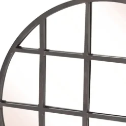 Decorative Mirrors-Kirkland's Home Black Metal Grid Overlay Round Mirror