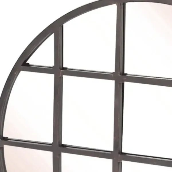 Decorative Mirrors-Kirkland's Home Black Metal Grid Overlay Round Mirror