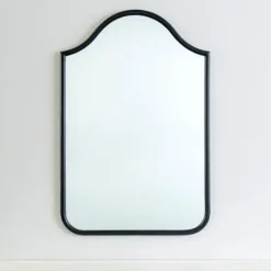 Framed Mirrors-Kirkland's Home Black Metal Linear Wave Mirror