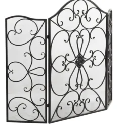 Fireplace Accessories-Kirkland's Home Black Metal Mesh Fireplace Screen