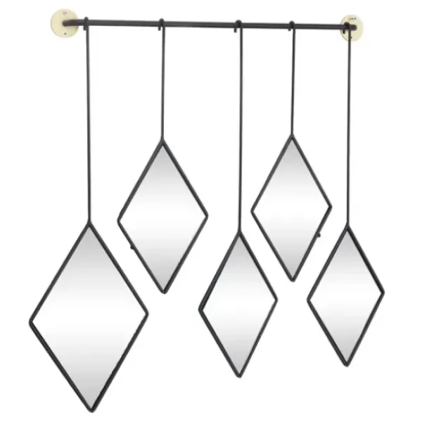 Decorative Mirrors-Kirkland's Home Black Metal Nova Hanging Wall Mirror