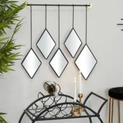 Decorative Mirrors-Kirkland's Home Black Metal Nova Hanging Wall Mirror