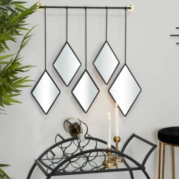 Decorative Mirrors-Kirkland's Home Black Metal Nova Hanging Wall Mirror