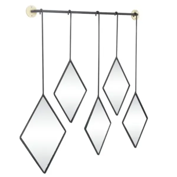 Decorative Mirrors-Kirkland's Home Black Metal Nova Hanging Wall Mirror