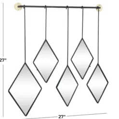Decorative Mirrors-Kirkland's Home Black Metal Nova Hanging Wall Mirror