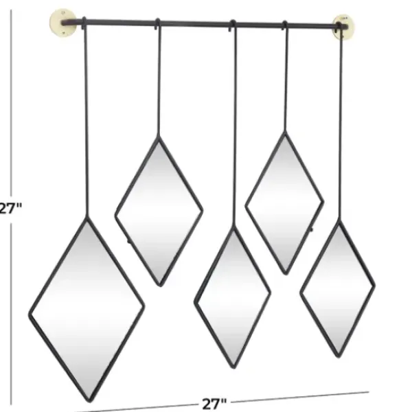 Decorative Mirrors-Kirkland's Home Black Metal Nova Hanging Wall Mirror