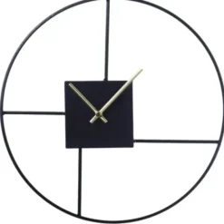Clocks-Kirkland's Home Black Metal Open Back Abstract Wall Clock