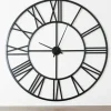 Clocks-Kirkland's Home Black Metal Open Face Aiden Wall Clock