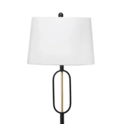 Floor Lamps-Kirkland's Home Black Metal Oval Gold Center Floor Lamp White