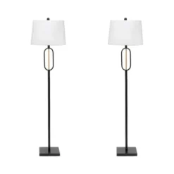 Floor Lamps-Kirkland's Home Black Metal Oval Gold Center Floor Lamp White