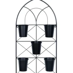 Wall Storage-Kirkland's Home Black Metal Panel 5-Pot Wall Planter