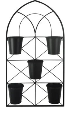 Wall Storage-Kirkland's Home Black Metal Panel 5-Pot Wall Planter