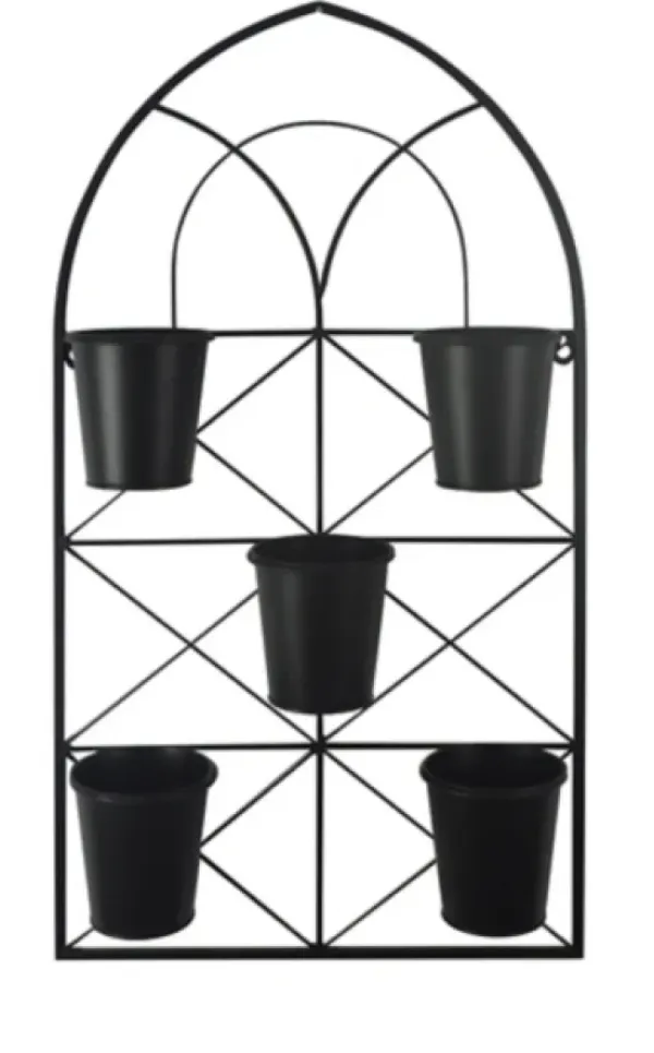 Wall Storage-Kirkland's Home Black Metal Panel 5-Pot Wall Planter
