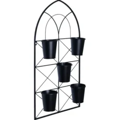 Wall Storage-Kirkland's Home Black Metal Panel 5-Pot Wall Planter