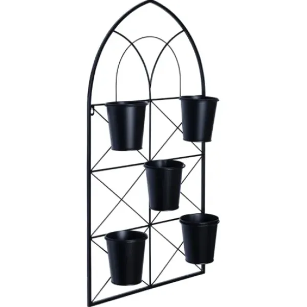 Wall Storage-Kirkland's Home Black Metal Panel 5-Pot Wall Planter