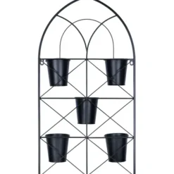 Wall Storage-Kirkland's Home Black Metal Panel 5-Pot Wall Planter