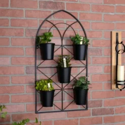 Wall Storage-Kirkland's Home Black Metal Panel 5-Pot Wall Planter