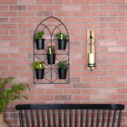 Wall Storage-Kirkland's Home Black Metal Panel 5-Pot Wall Planter