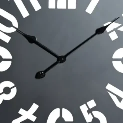 Clocks-Kirkland's Home Black Metal Quatrefoil Farmhouse Wall Clock