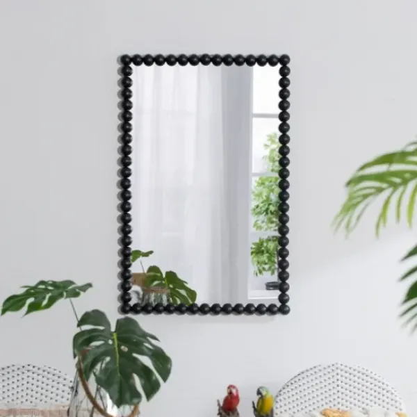 Decorative Mirrors-Kirkland's Home Black Metal Rectangle Beaded Wall Mirror