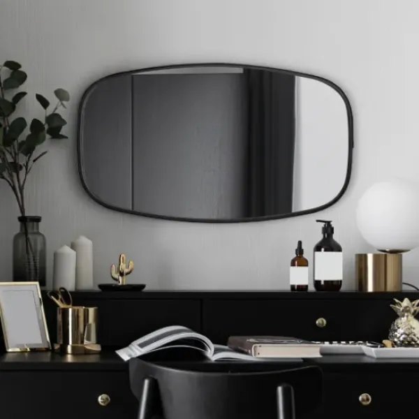Decorative Mirrors-Kirkland's Home Black Metal Rectangular Wall Mirror, 18X31.5 In.