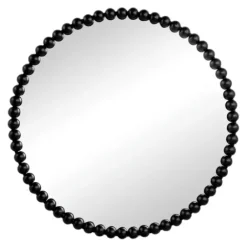 Decorative Mirrors-Kirkland's Home Black Metal Round Beaded Wall Mirror