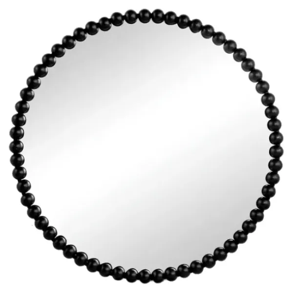 Decorative Mirrors-Kirkland's Home Black Metal Round Beaded Wall Mirror