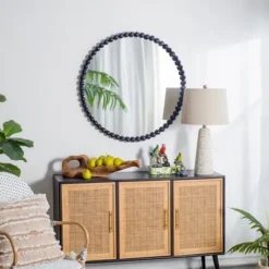 Decorative Mirrors-Kirkland's Home Black Metal Round Beaded Wall Mirror