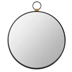 Decorative Mirrors-Kirkland's Home Black Metal Round Top Loop Wall Mirror