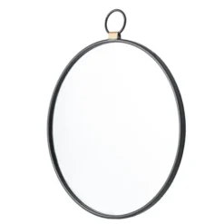 Decorative Mirrors-Kirkland's Home Black Metal Round Top Loop Wall Mirror