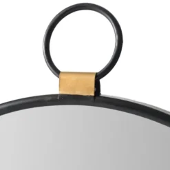 Decorative Mirrors-Kirkland's Home Black Metal Round Top Loop Wall Mirror
