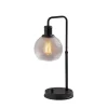 Table Lamps-Kirkland's Home Black Metal Table Lamp With Textured Glass Shade Clear