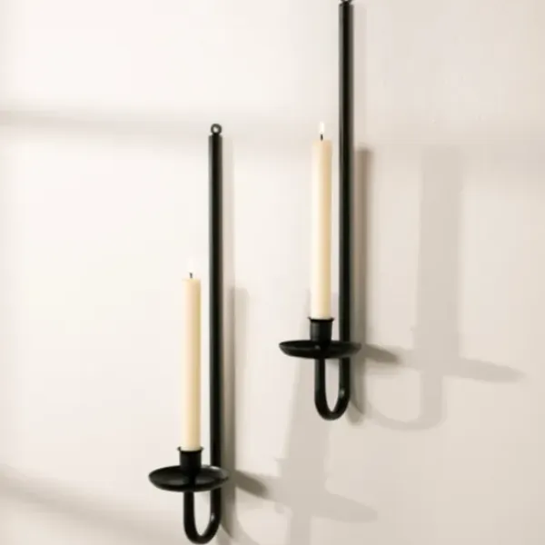 Sconces-Kirkland's Home Black Metal Taper Candle Holder Sconces, Set Of 2