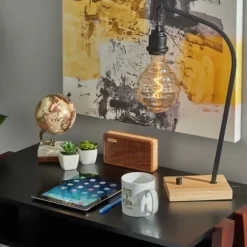 Table Lamps-Kirkland's Home Black Metal Textured Edison Table Lamp Gold
