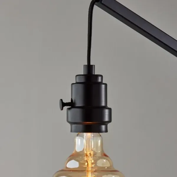 Floor Lamps-Kirkland's Home Black Metal Textured Edison Floor Lamp Gold